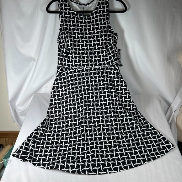 New York & Co Small Sleeveless Midi A Line Dress With Pockets Black White NWT - Picture 12 of 12